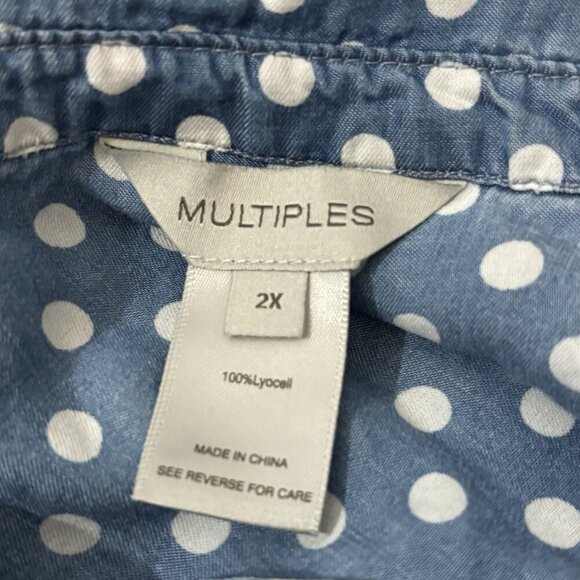 Multiples Polka Dot Chambray Shirt Size 2X Lyocell - Picture 7 of 10
